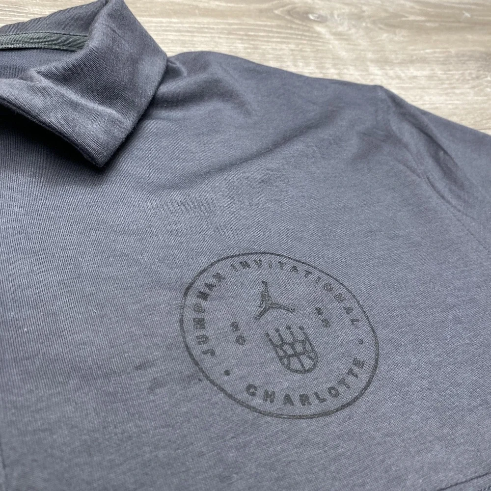 Jordan Dri-FIT Polo Shirt Mens 2XL Gray Jordan Invitational Charlotte Basketball - Picture 2 of 13